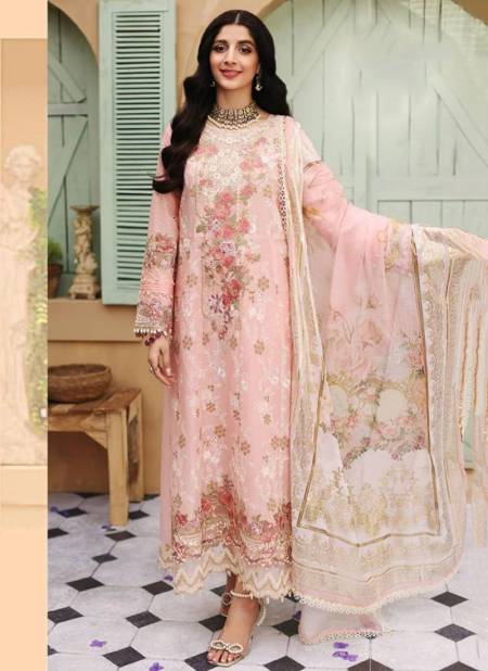 Peach Colour ELAF SUMMER 1 Heavy Festive Wear Pure Cotton Designer Pakistani Suit Collection DS-1017